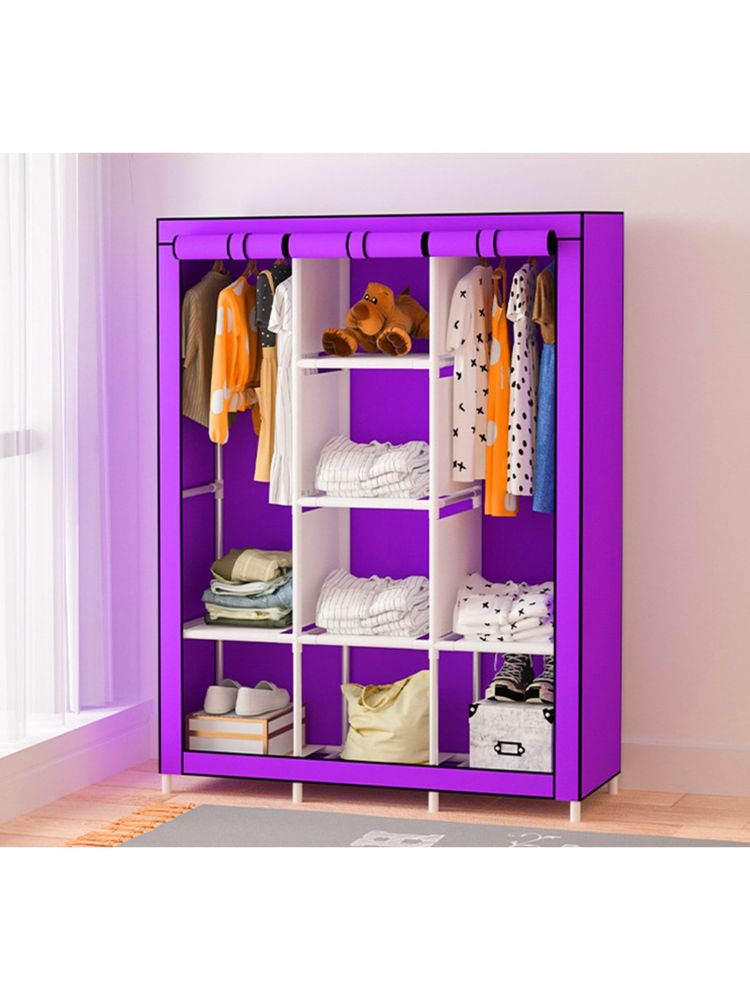 Kuber Industries Foldable Wardrobe for Clothes 6 Shelves Almirah for Clothes (Purple)-picture-12