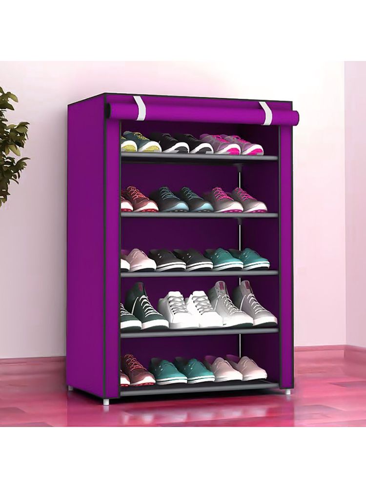 Kuber Industries Shoe Rack Foldable Storage Rack Organizer for Shoe, Books (Purple)-picture-12