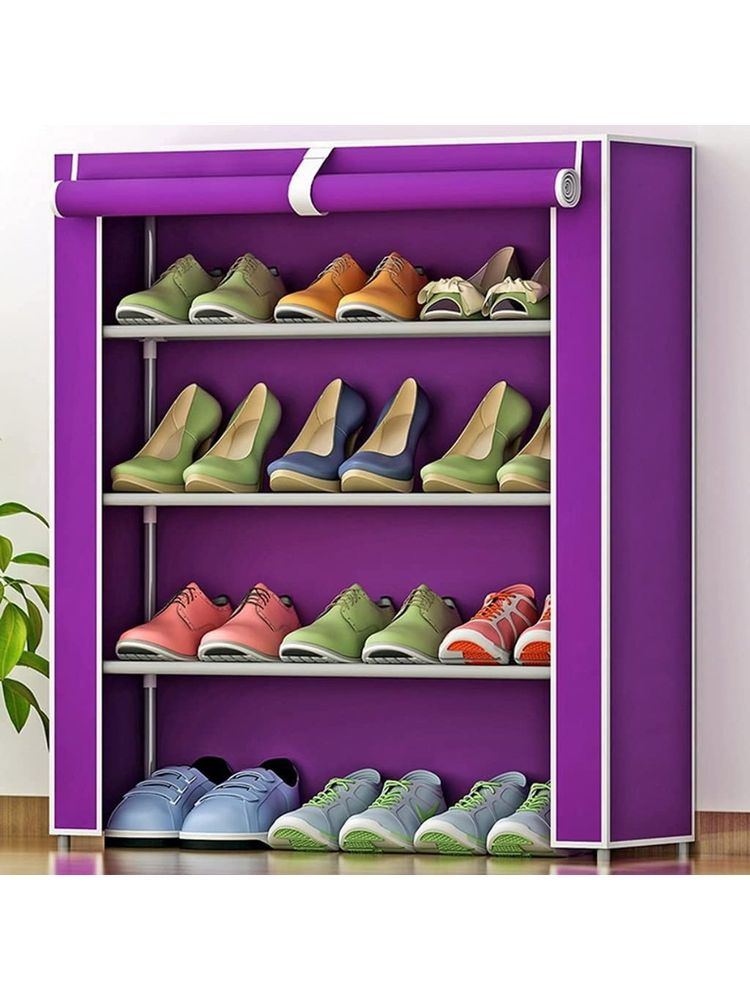 Kuber Industries Shoe Rack Foldable Storage Rack Organizer for Shoe, Books (Purple)-image-49