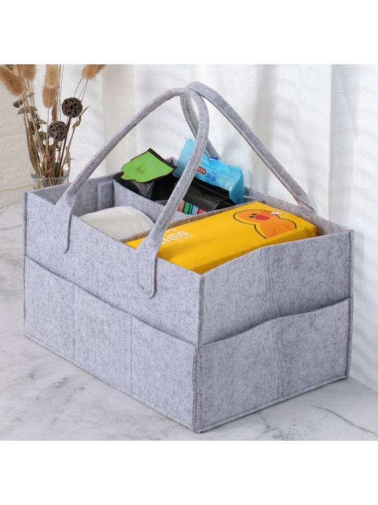 Kuber Industries Diaper Caddy Bag For Travel Nursery Storage Foldable Organizer (Grey)