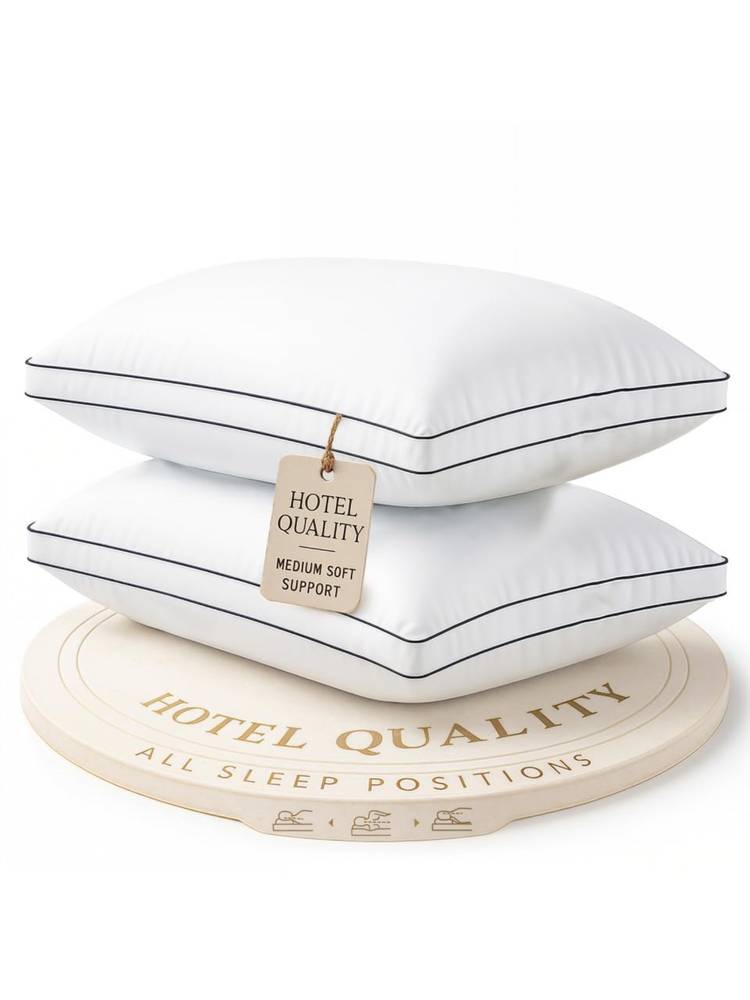 LANE LINEN White Filled Pillows Soft, Breathable & Hotel Quality for All Sleepers (Pack of 2)