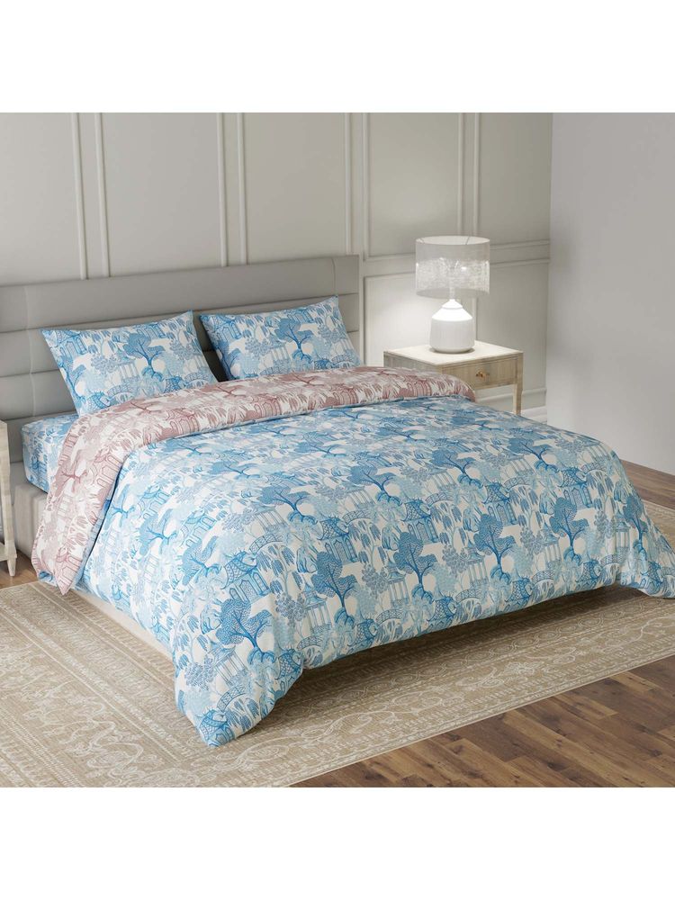 Layers Lumina Floret Cotton 144TC Blue Nature Bedding Set (King)-image-4