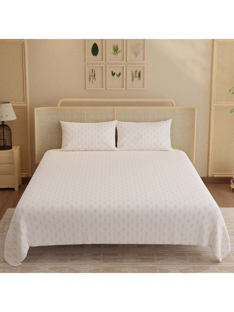 Boutique Living Indo Musk Kasturi Cotton 200TC Pink Print Bedsheet with 2 Pillow Covers (King)-image-41
