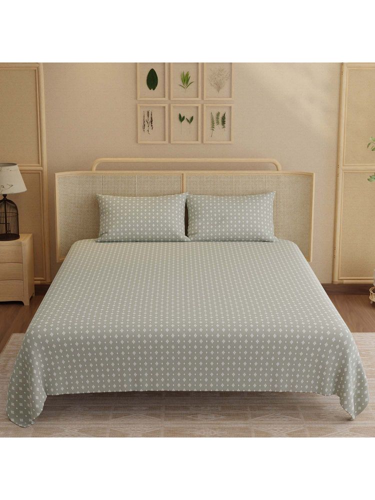 Boutique Living Indo Musk Kasturi Cotton 200TC Grey Print Bedsheet with 2 Pillow Covers (King)-image-25