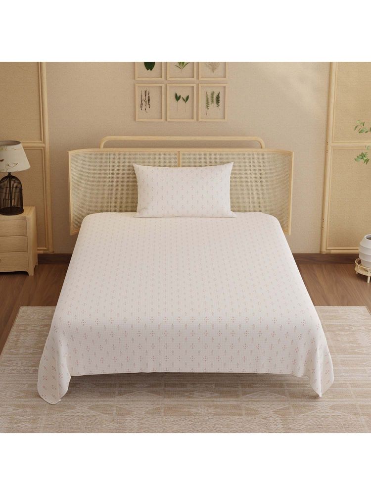 Boutique Living Indo Musk Kasturi Cotton 200TC Pink Ethnic Bedsheet with 1 Pillow Cover (Single)-image-40