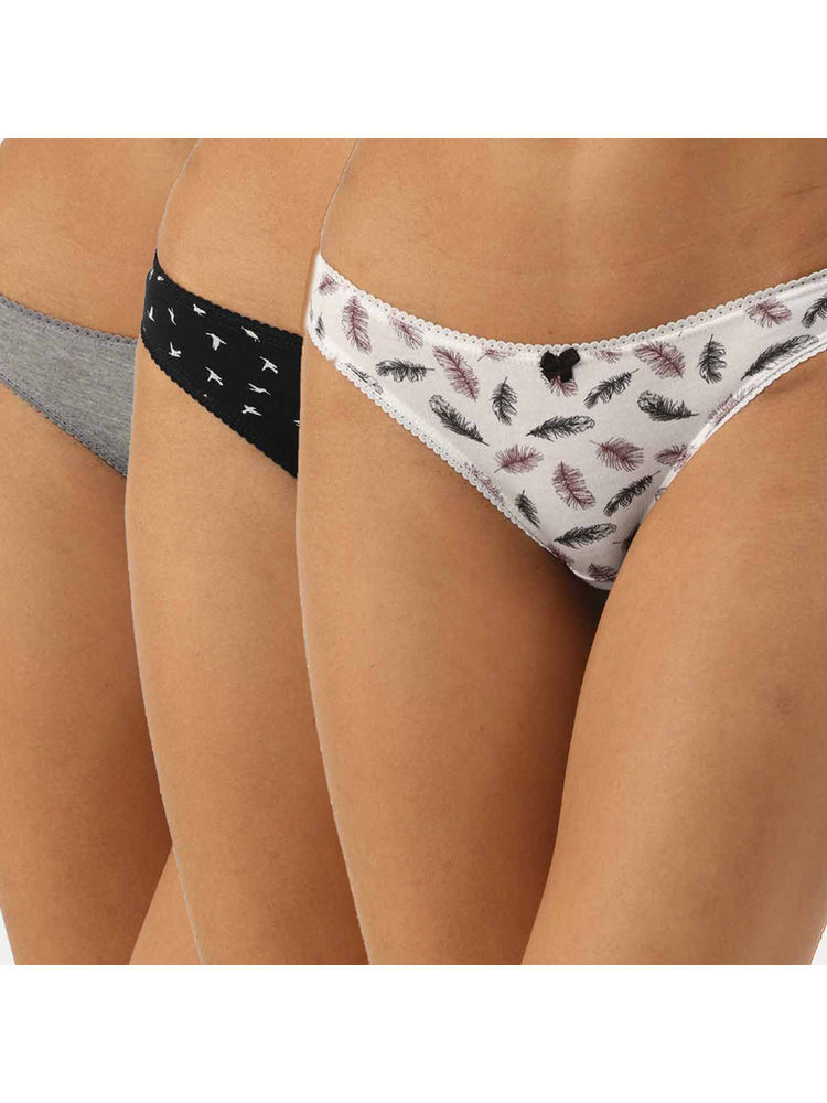 Leading Lady Cotton Low-rise Floral Thongs Pack Of 3 - Multi-Color-image-7