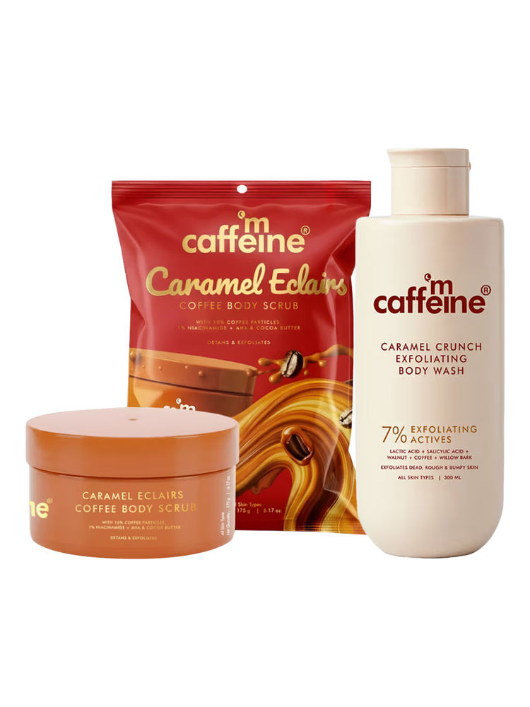 MCaffeine 7% Exfoliating Body Wash & Caramel Eclairs Coffee Body Scrub Combo-picture-16