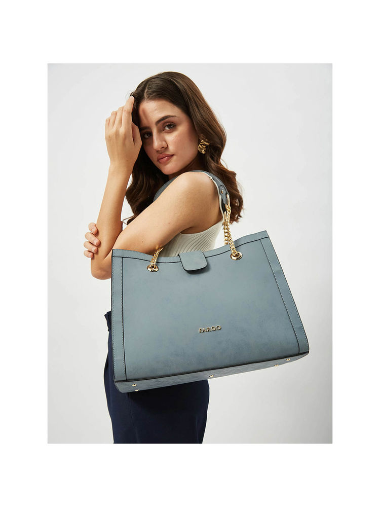 FARGO Fierce Vegan Grey Tote Bag 14' Laptop Compartment (S)-image-9
