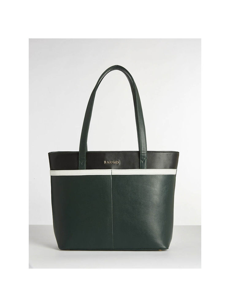 FARGO Stride Spacious Vegan Leather Green Tote Bag (S)-picture-49