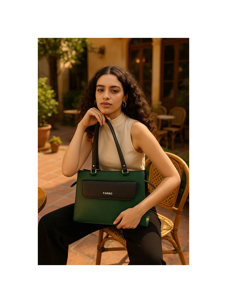 FARGO Verve Green Tote Bag 14' Laptop Compartment (S)-image-38