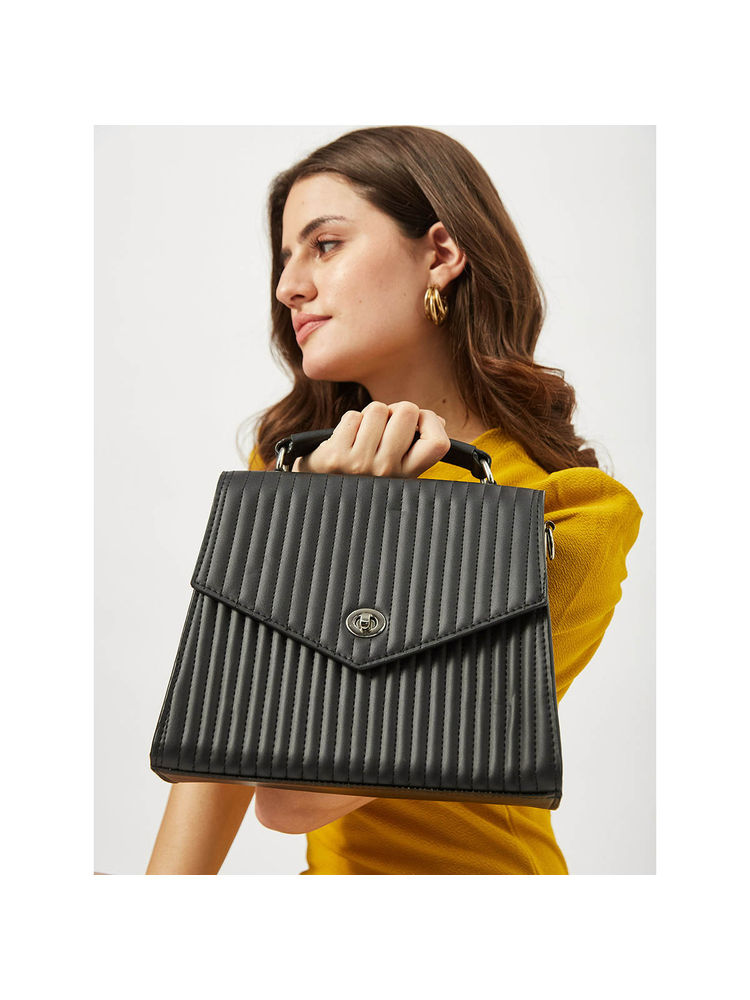 FARGO Fusion Black Vegan Leather Sling Bag with Detachable Strap (S)-image-14