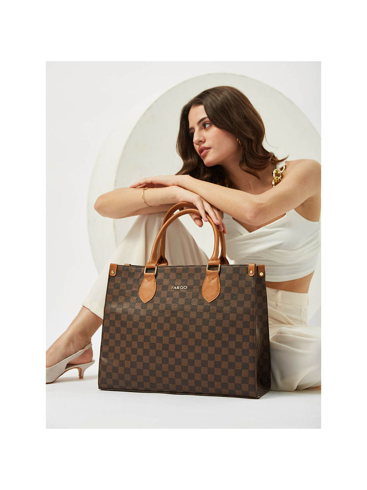 FARGO Noble Brown Tote Bag with 15 Inch Laptop Compartment (S)