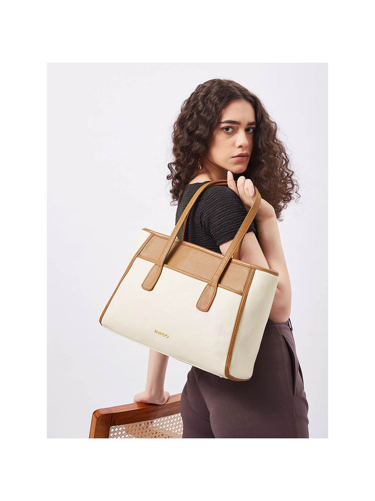 FARGO Urbane Ivory Tote Bag with 16-Inch Laptop Compartment (S)-image-17