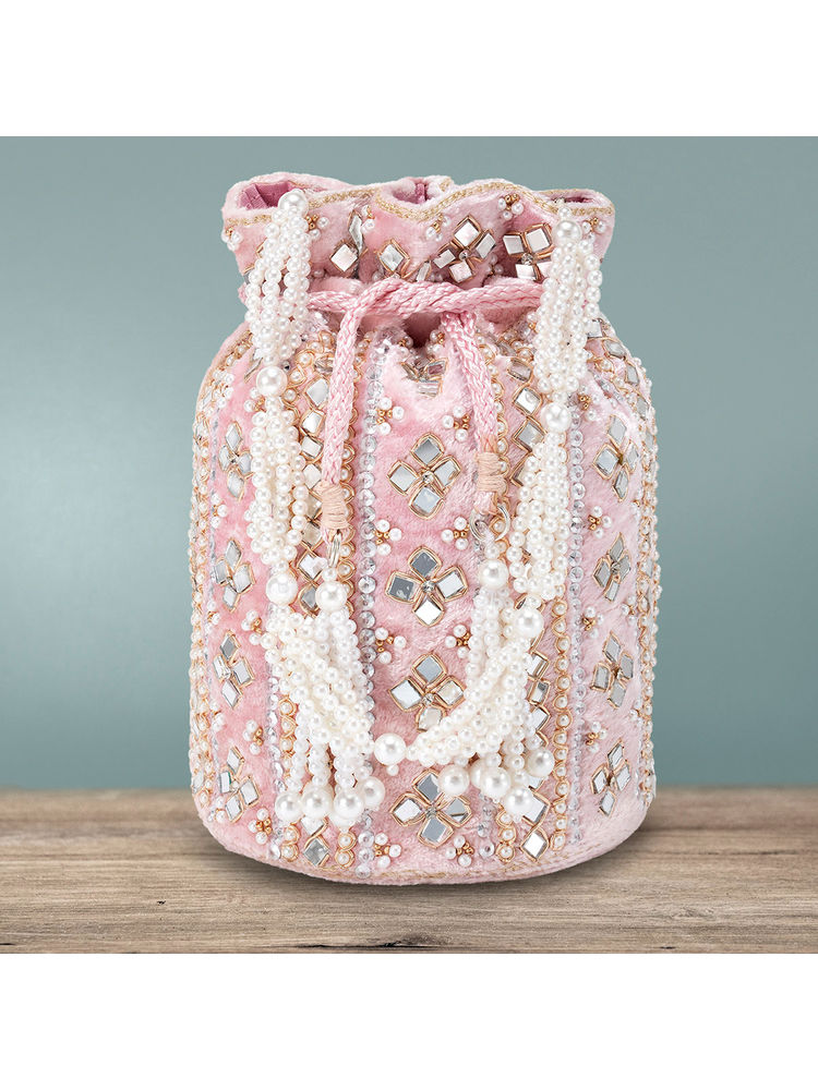 Peora Potli Bags for Women Evening Bag Clutch Ethnic Bride Purse with Drawstring (P25PK)-picture-24