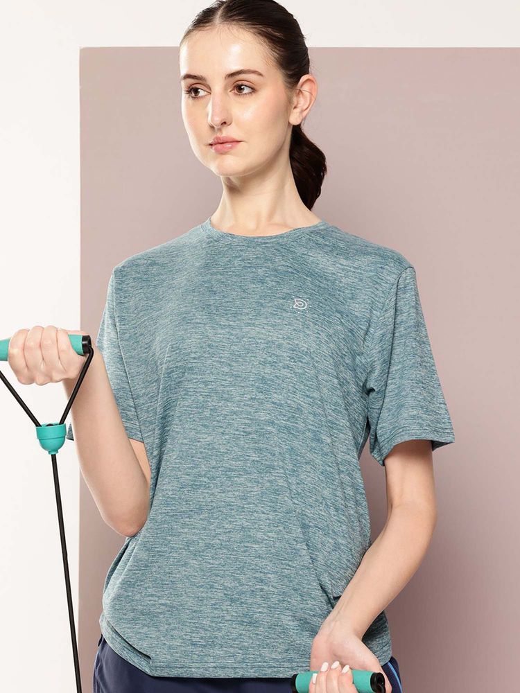 DILLINGER Blue Women Half Sleeve Round Neck Oversized Polyester T-Shirt-picture-25