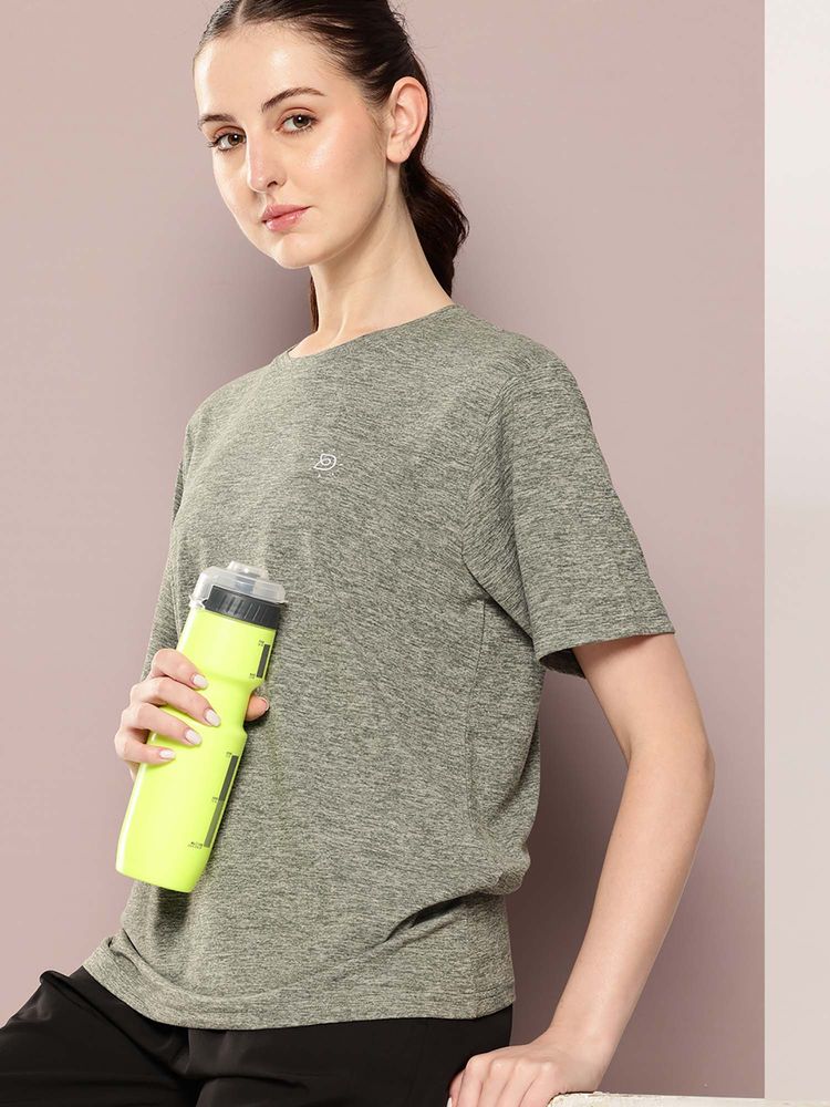DILLINGER Olive Women Half Sleeve Round Neck Oversized Polyester T-Shirt-picture-33