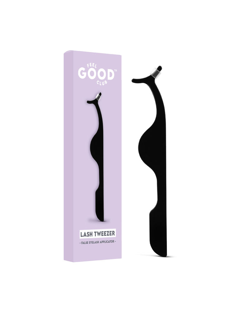 Feel Good Club Eyelash Tweezer - False Lash Extension Curler Applicator & Remover Makeup Tool
