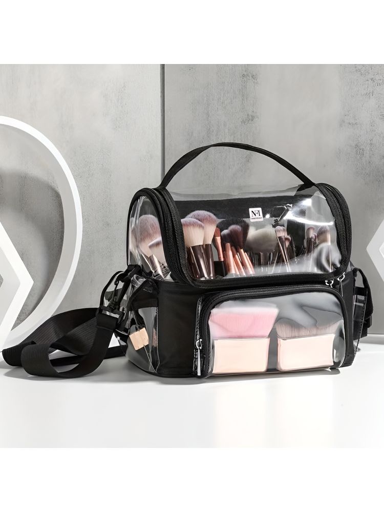 NFI Essentials Black Storage Makeup Cosmetic Jewellery Box Organizer (M)