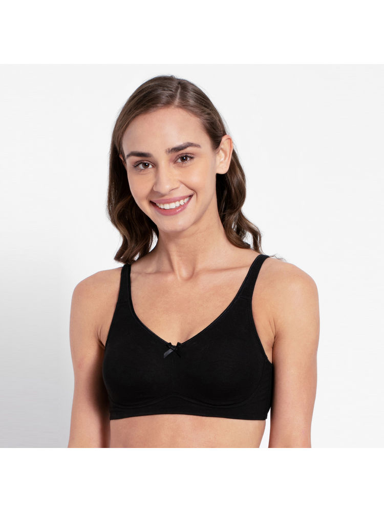 Jockey FE41 Wirefree Non Padded Cotton Elastane Full Coverage Everyday Bra - Black-picture-15