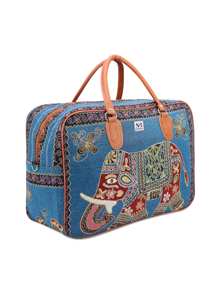 NFI Essentials Small Blue Canvas Duffle Travel Bag for Men and Women Blue-picture-15