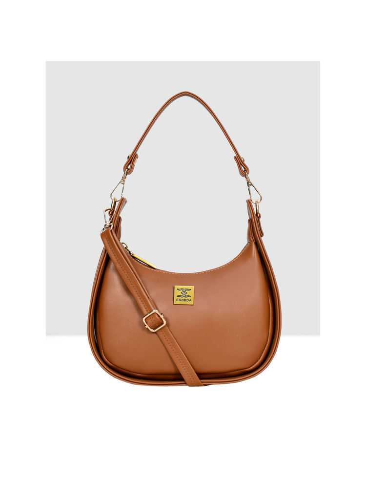ESBEDA Tan Half Moon Sling Bag with Detachable Strap-image-49