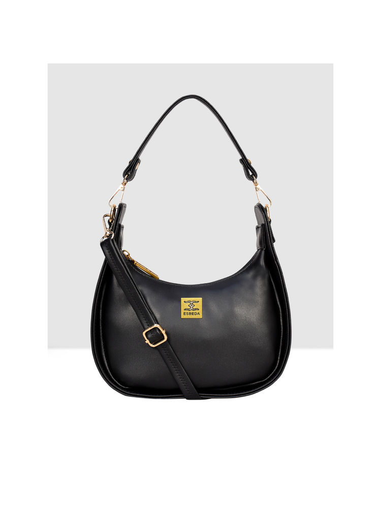 ESBEDA Black Half Moon Sling Bag with Detachable Strap-picture-19
