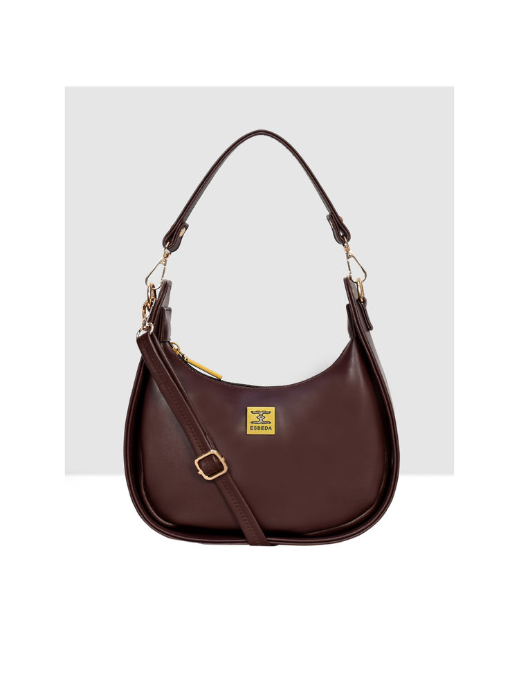 ESBEDA Brown Half Moon Sling Bag with Detachable Strap-picture-9