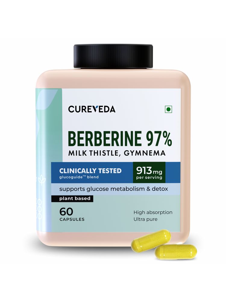 Cureveda Berberine 97% Glucose Control Supports Weight Management Capsules-picture-27