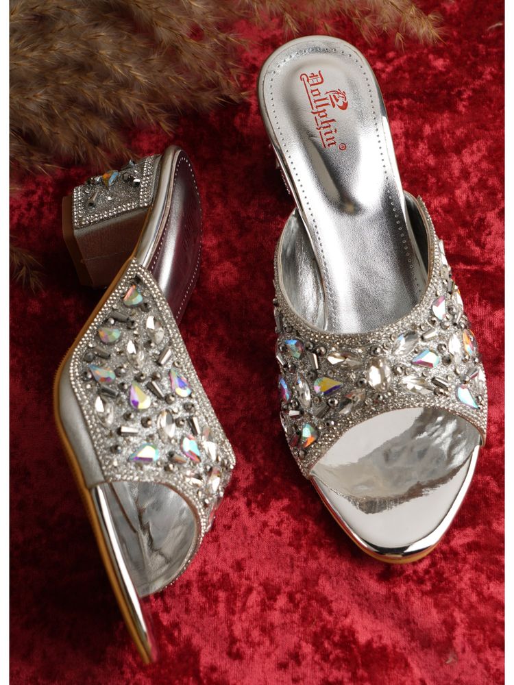 Dollphin Women Silver Embellished Fancy Party Wear Block Sandal Heels-image-26