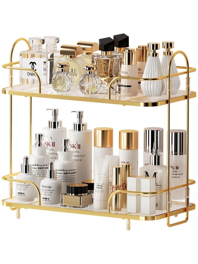 Silver Martini Makeup 2-Tier Bathroom Organizer, Skincare Shelf-picture-18