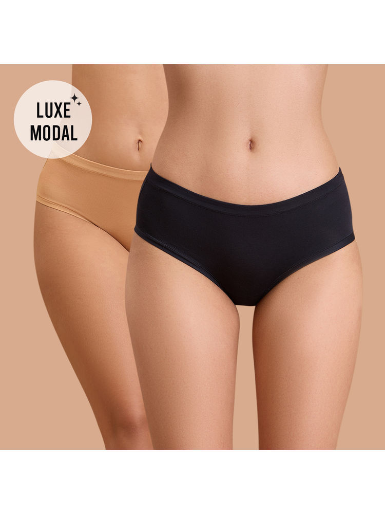 Nykd by Nykaa Super Soft Luxe Modal Hipster Panty NYP383 PO2 Black & Tan-picture-11