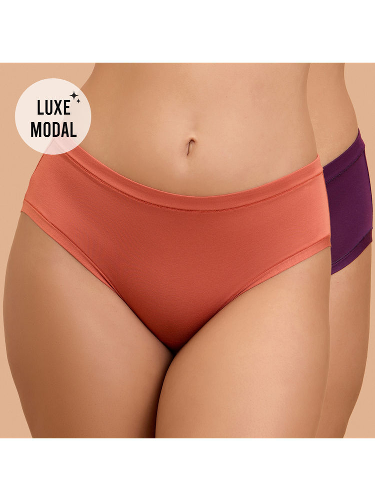 Nykd by Nykaa Super Soft Luxe Modal Hipster Panty NYP383 PO2 Carrot & Eggplant-picture-7