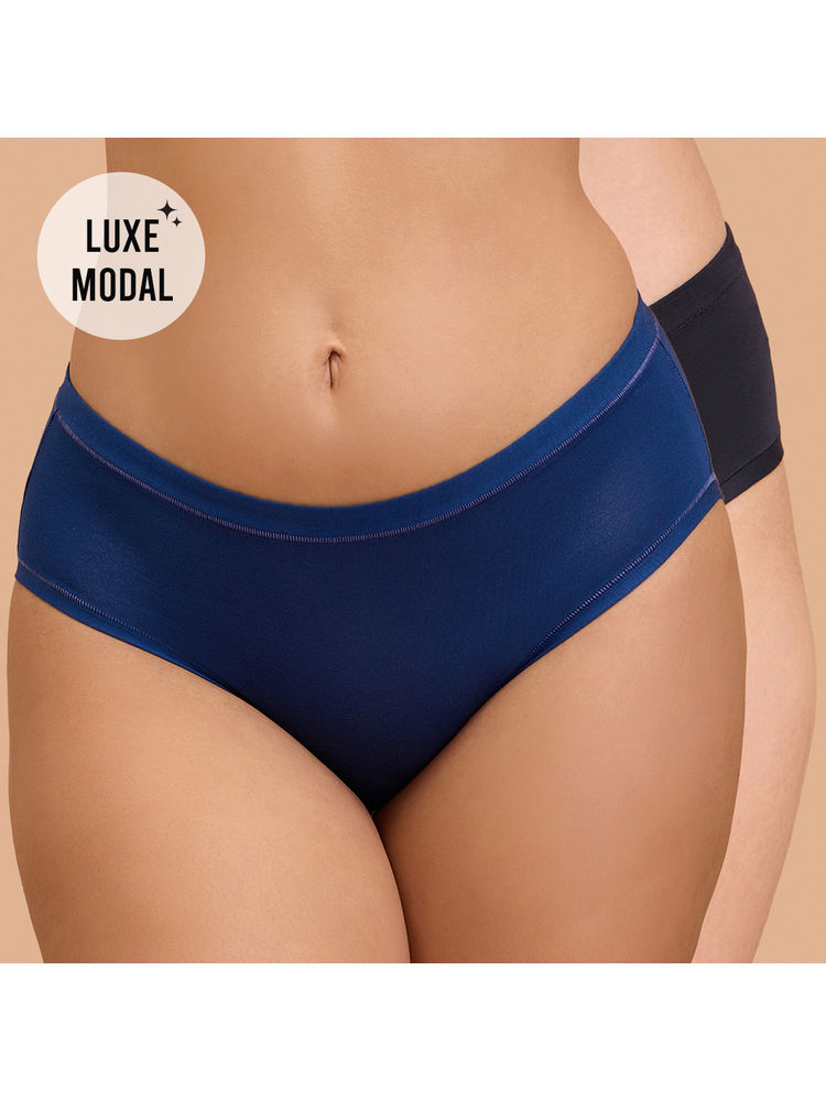 Nykd by Nykaa Super Soft Luxe Modal Hipster Panty NYP383 PO2 E-Blue & Black-picture-21