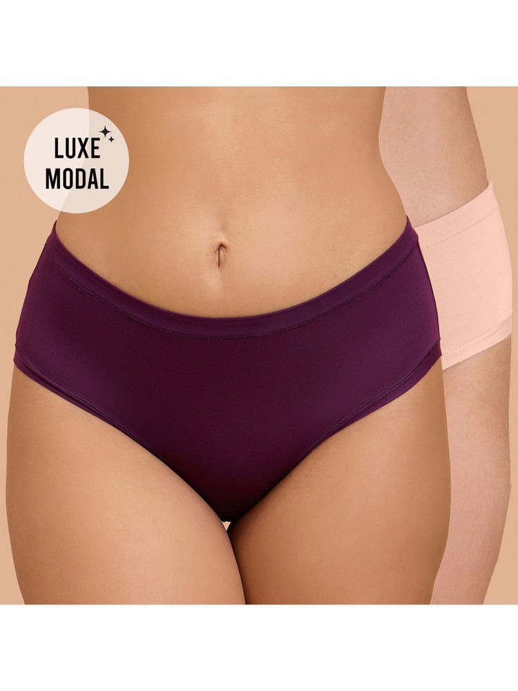 Nykd by Nykaa Super Soft Luxe Modal Hipster Panty NYP383 PO2 Nude & Eggplant-picture-25