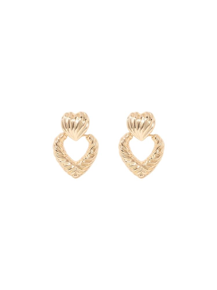 Forever New Emerald Panel Heart Earrings-picture-20