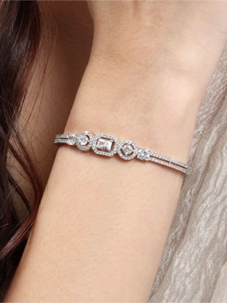 Nuyug American Diamond Crown Spark Silver Bracelet-picture-17