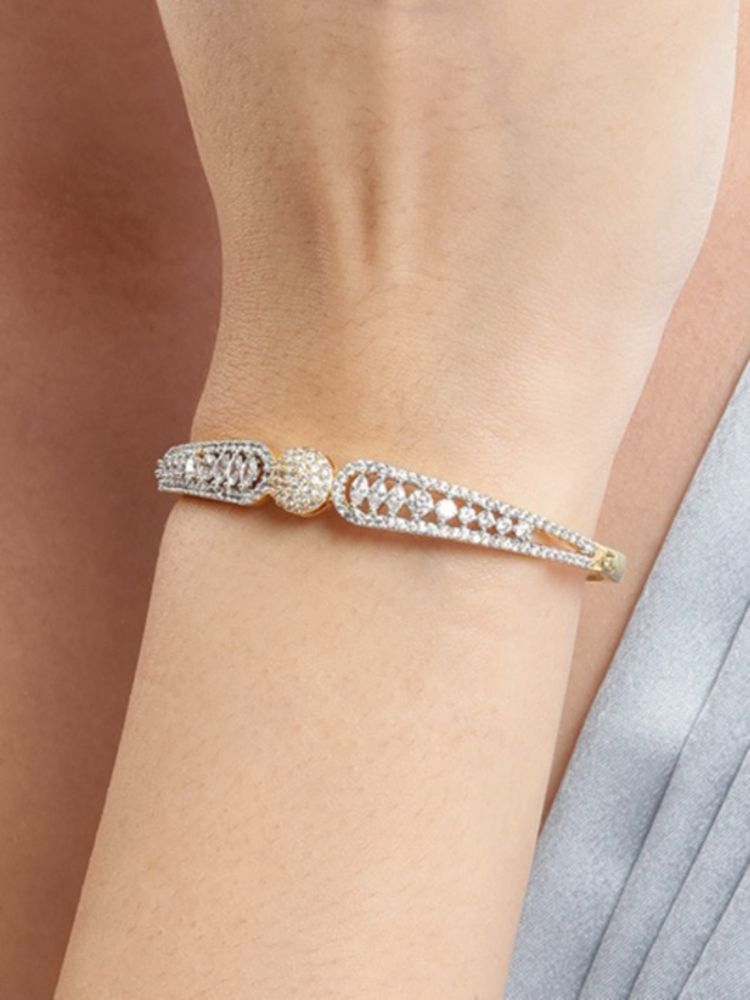 Nuyug American Diamond Glowy Sphere Gold Bracelet-picture-19