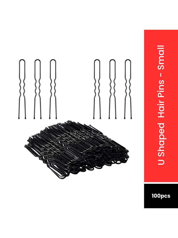 Bronson Professional 100Pcs Bun Pins U shaped Hair Pins Thick Metal Black Ball Tip - Small Size