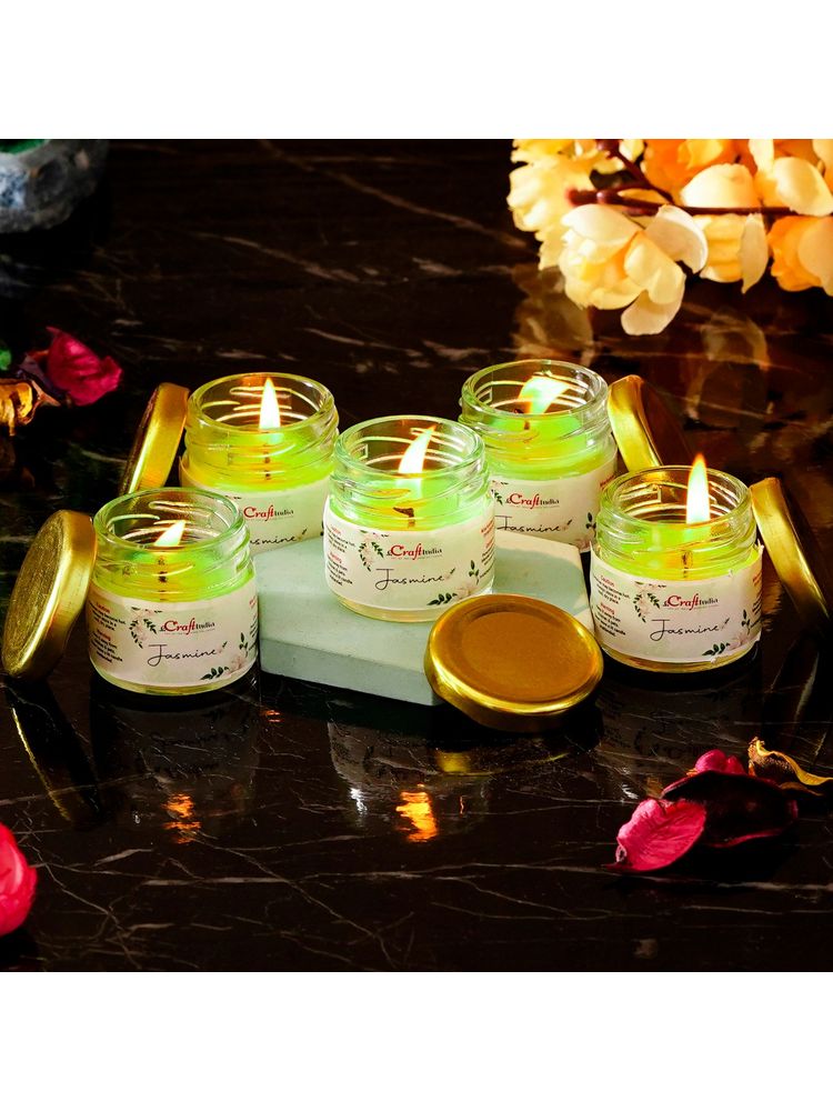 eCraftIndia Mini Jar Jasmine Scented Candles (Set Of 5)-image-38