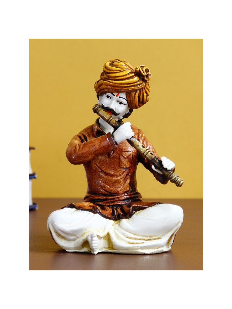 eCraftIndia Rajasthani Men Statue Playing Flute Showpiece-image-33