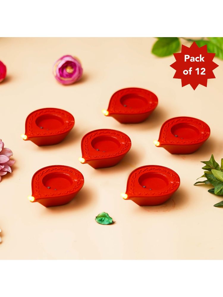 eCraftIndia Brown Flameless & Smokeless Led Water Sensor Diyas (Set Of 12)-picture-11