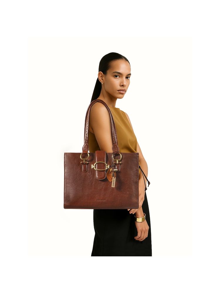 Hidesign Genuine Leather Women's Tote Bag - Tan-picture-29