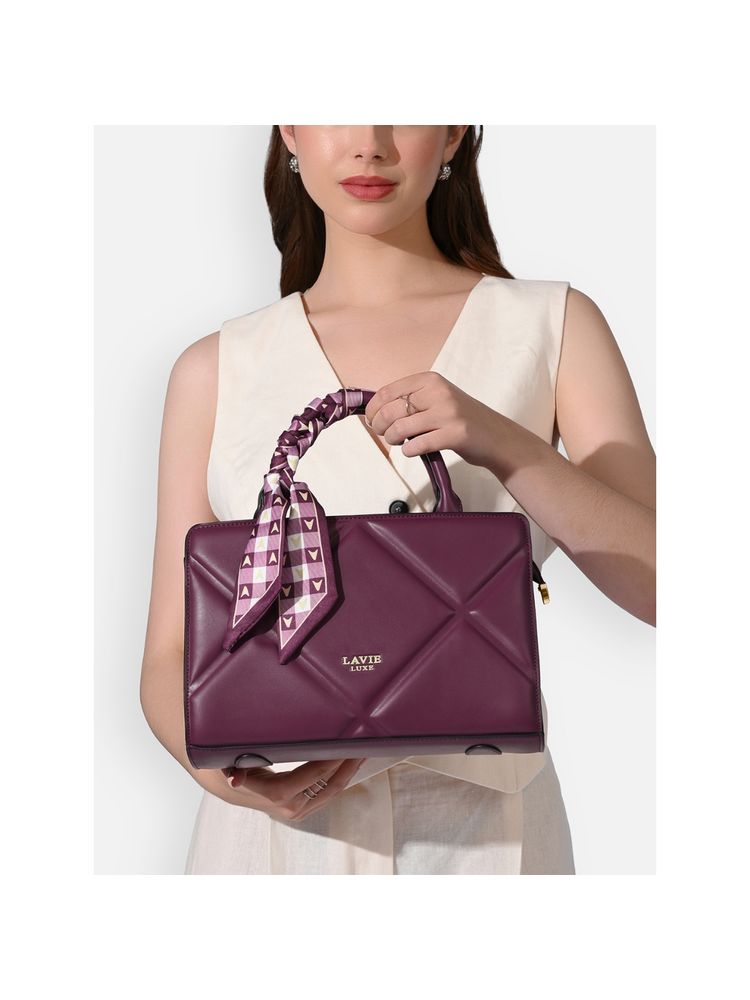 Lavie Luxe Womens Quaro Small Satchel Bag With Detachable Strap - Wine (S)-image-22
