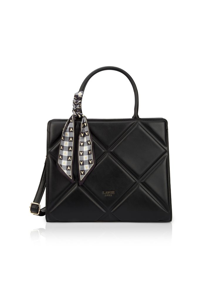 Lavie Luxe Womens Quare Satchel Bag With Detachable Strap - Black-picture-13