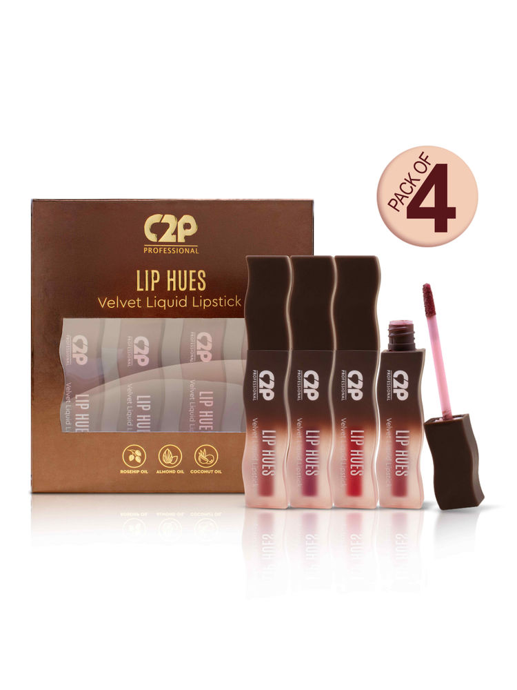 C2P Pro Lip Hues Velvet Liquid Lipstick - Pack Of 4-picture-22