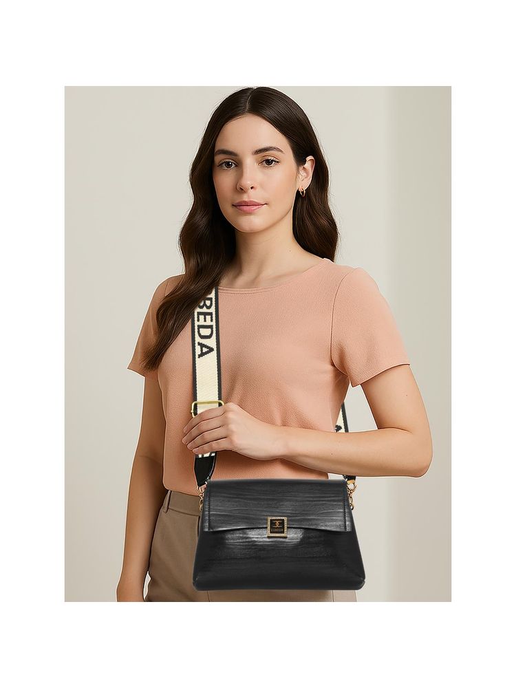 ESBEDA Black Serein Classy Sling Bag With Detachable Strap-image-9