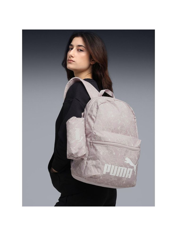 Puma Pink Printed Phase Printed Backpack With Pouch