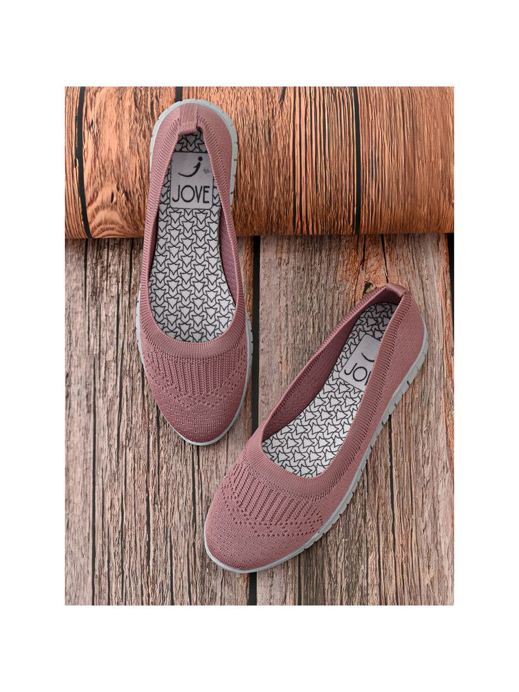 Jove Women Pink Solid Sporty Sneakers-image-36