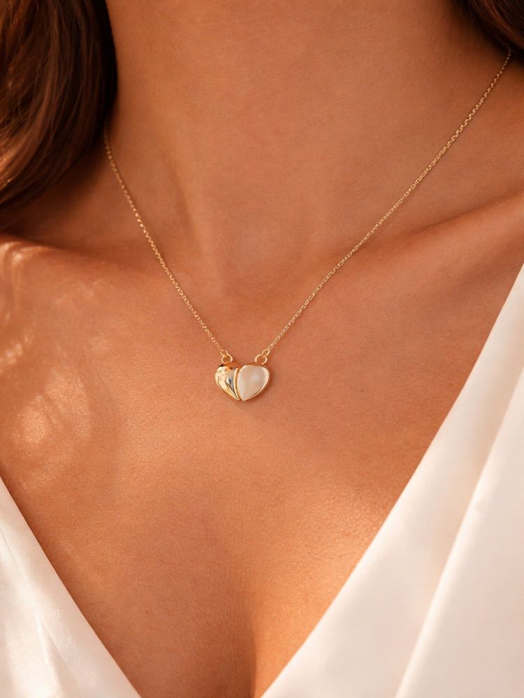 Jewelz Gold Plated Dual Heart Pendant Necklace for Women-picture-23