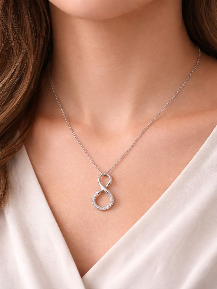 Jewelz Silver Plated Infinity Pendant Necklace for Women-picture-10